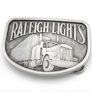 GUC Vintage 1970s Trucker Raleigh Lights Cigarettes Pewter Belt Buckle!!